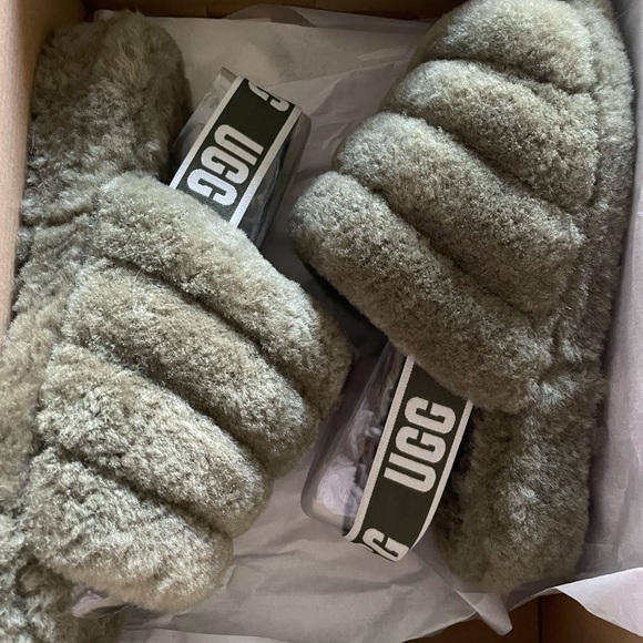 Ugg FLUFF YEAH SLIDE Burnt Olive - Picture 2 of 5